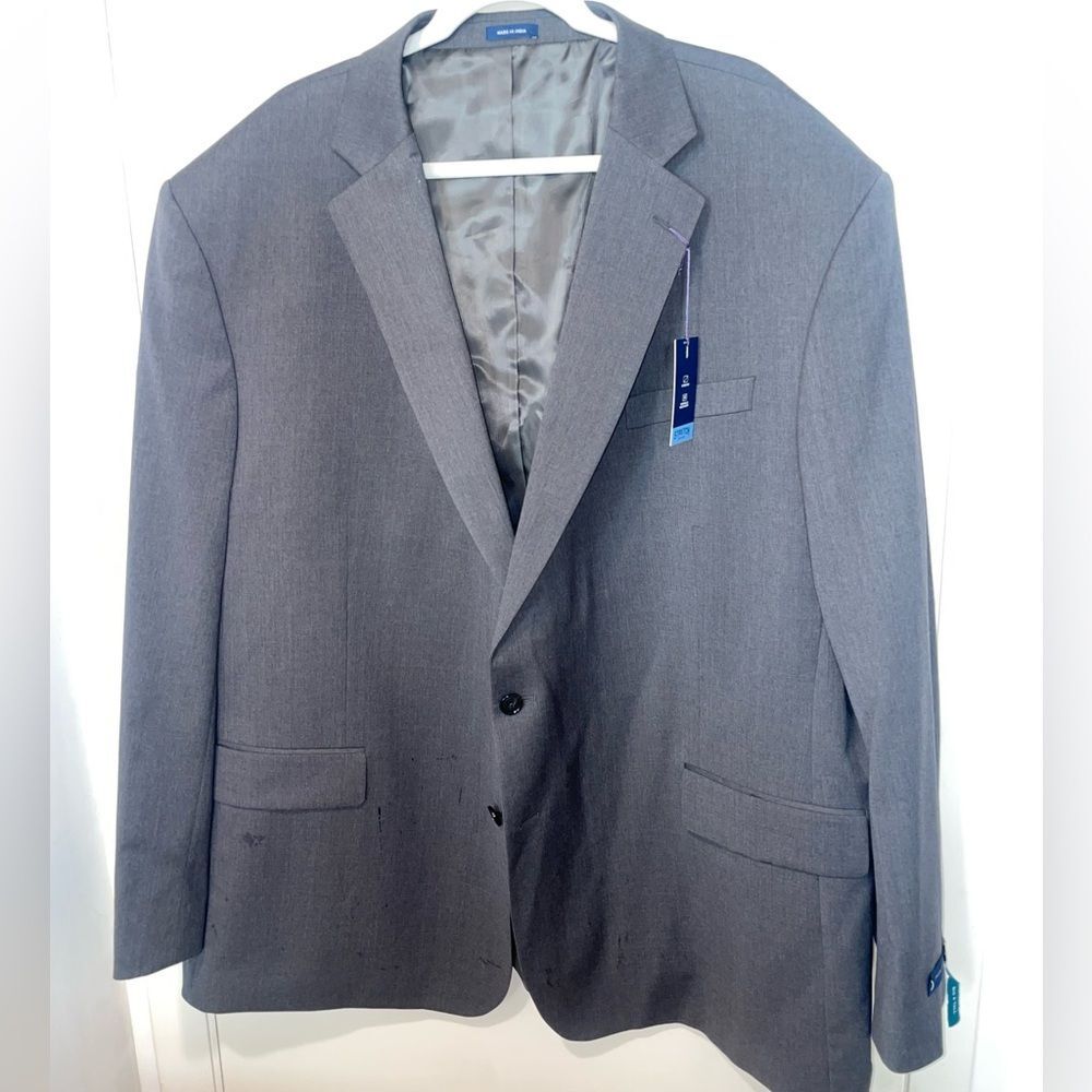 New mens Stafford big tall travel stretch grey jacket suit coat stretch sz 56